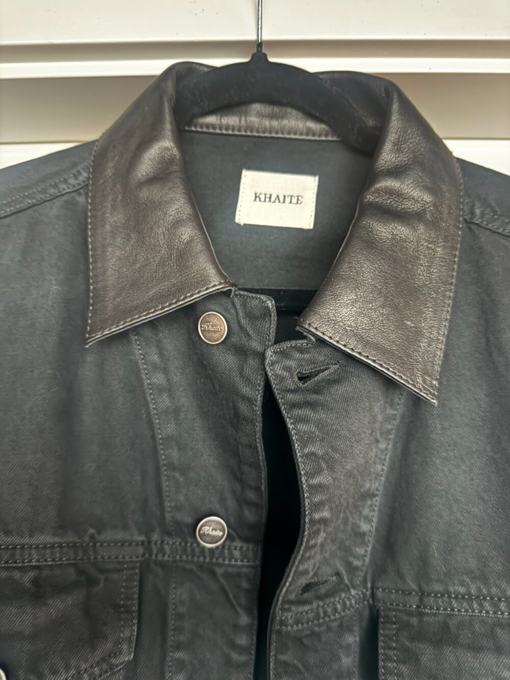 KHAITE Grizzo Prescott Denim & Lambskin Leather Jacket NWT - Picture 3 of 10